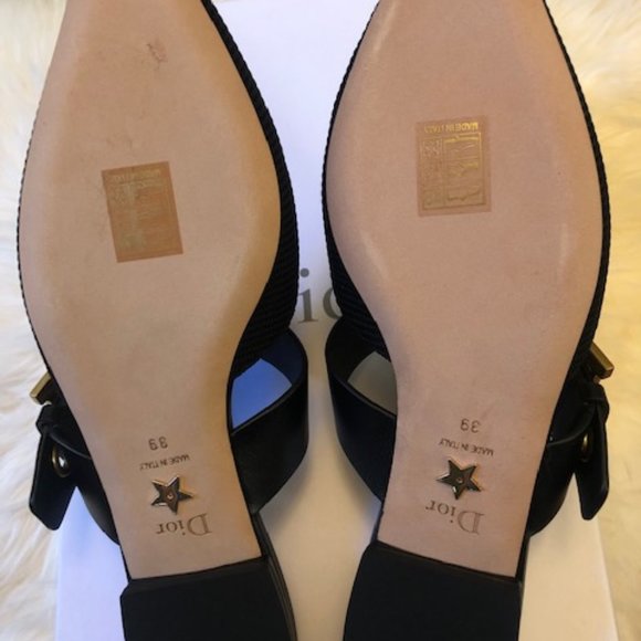 DIOR MULE Black Fabric and Calfskin Shoes NEW - Picture 6 of 11